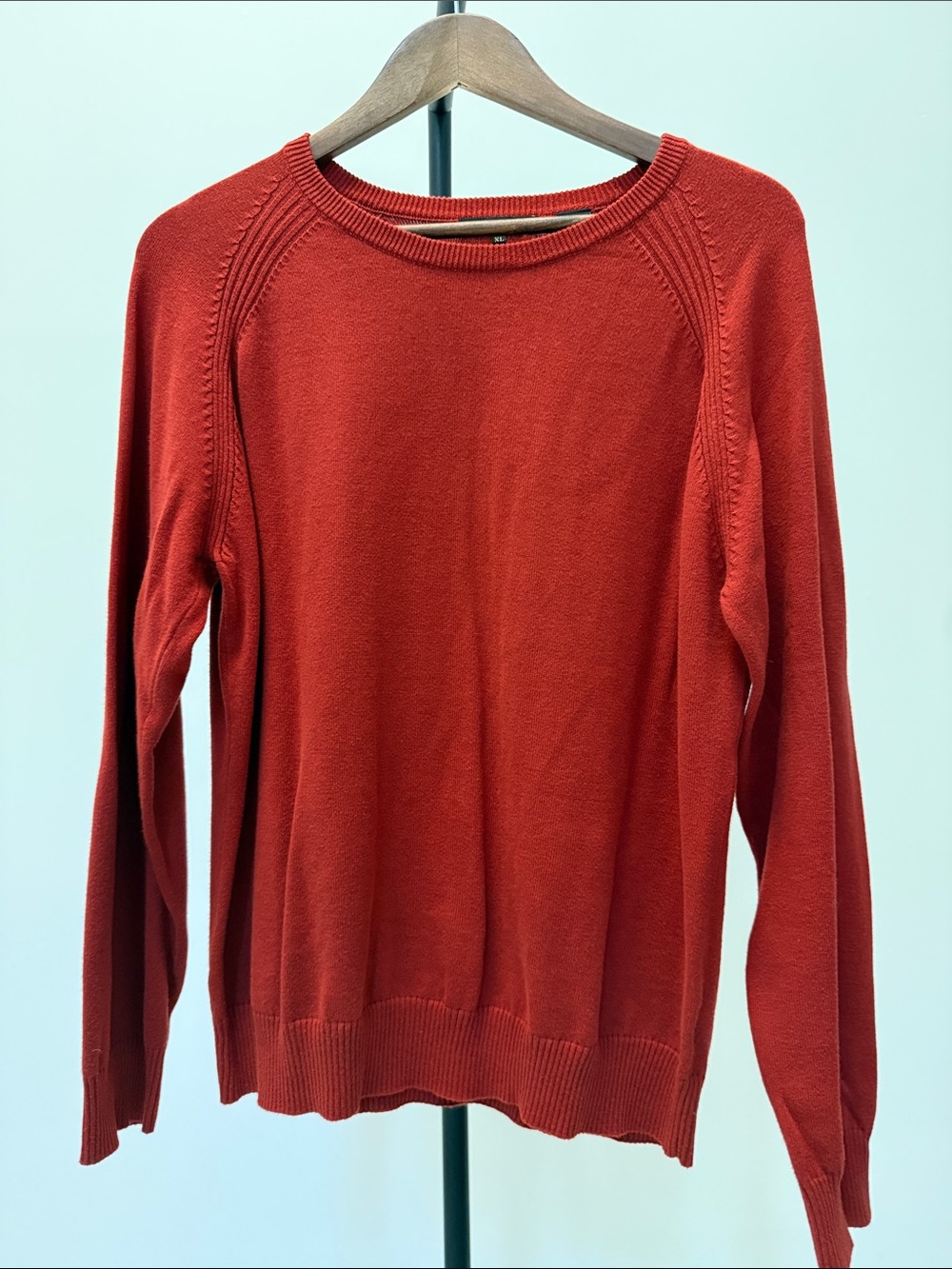 JEANNE PIERRE Red Cotton Crewneck Sweater | Size XL